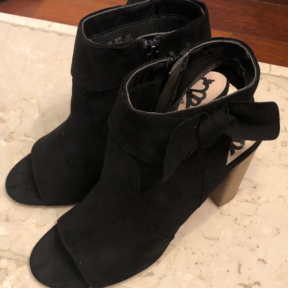 Fergalicious Black Open-Toe Ankle Boots